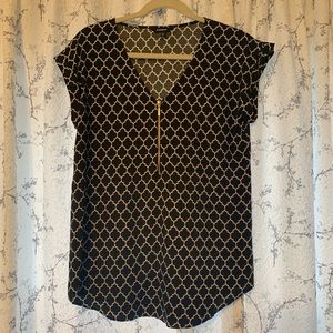 EXPRESS blouse with gold quarter zip